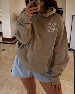 Sports Club Oversized Hoodie in Faded Stone