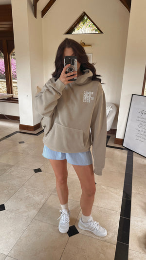 Sports Club Oversized Hoodie in Faded Stone
