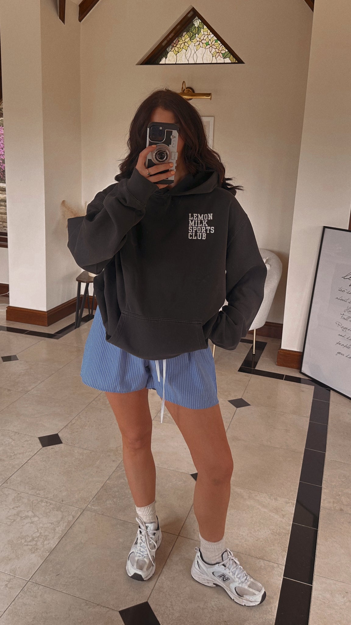 Sports Club Oversized Hoodie in Faded Black