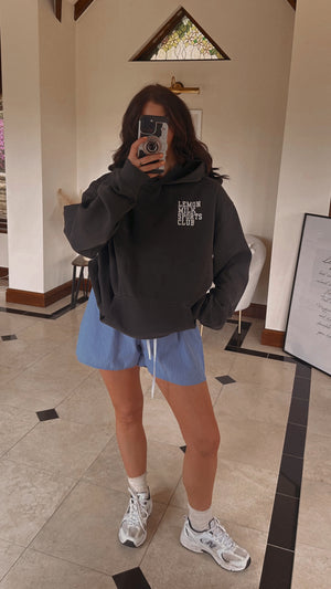 Sports Club Oversized Hoodie in Faded Black