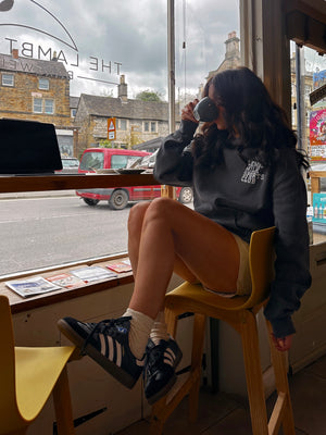 Sports Club Oversized Hoodie in Faded Black