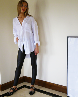 Ribbed Biker Leather Look Legging